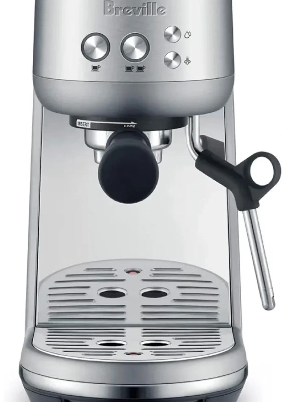 Breville Silver Espresso Machine with Black Steam Wand Grip
